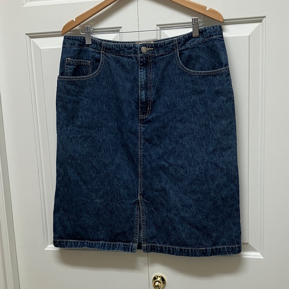 Cotton Ginny Plus denim jean skirt, blue, size 14